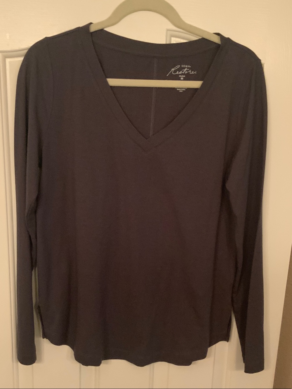 Women’s SOMA Long Sleeve V-Neck Top - Dark Gray